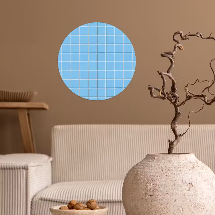 Patroon - Tegel - Pastel - Blauw Wandcirkel behangsticker klein 186 -sfeer1