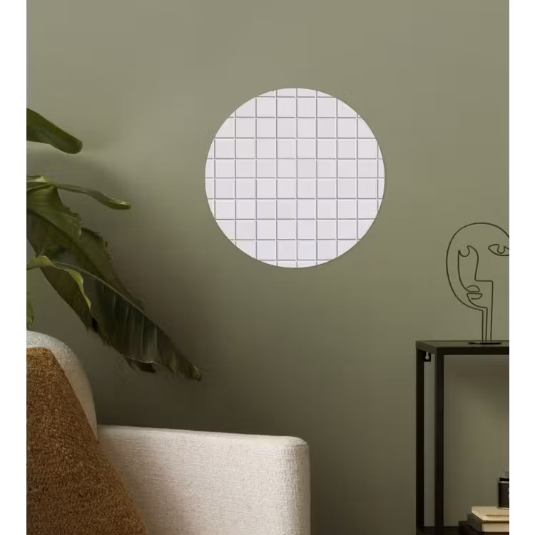 Patroon - Tegels - Grijs - Wit Wandcirkel behangsticker klein 186 -sfeer2