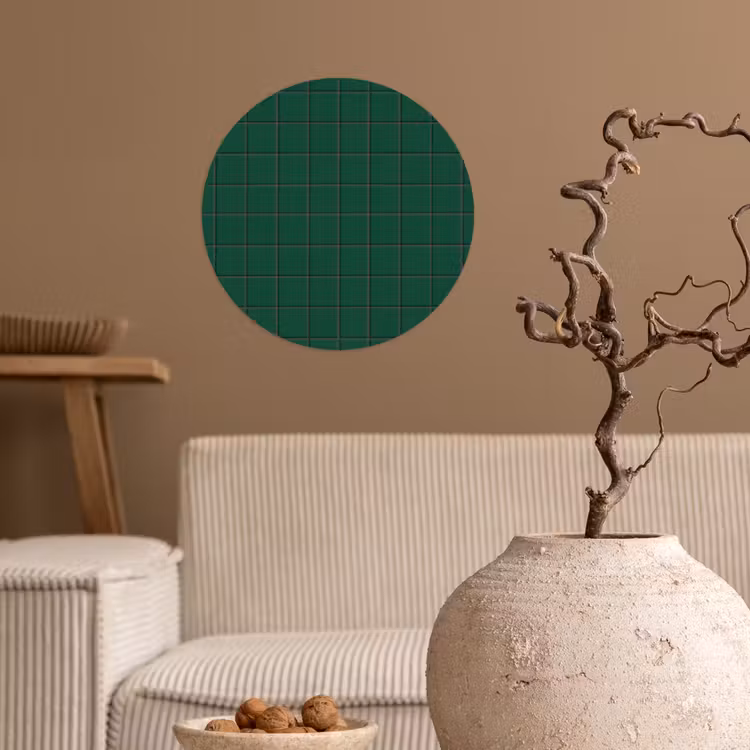 Patroon - Tegels - Dennen - Groen Wandcirkel behangsticker klein 186 -sfeer1