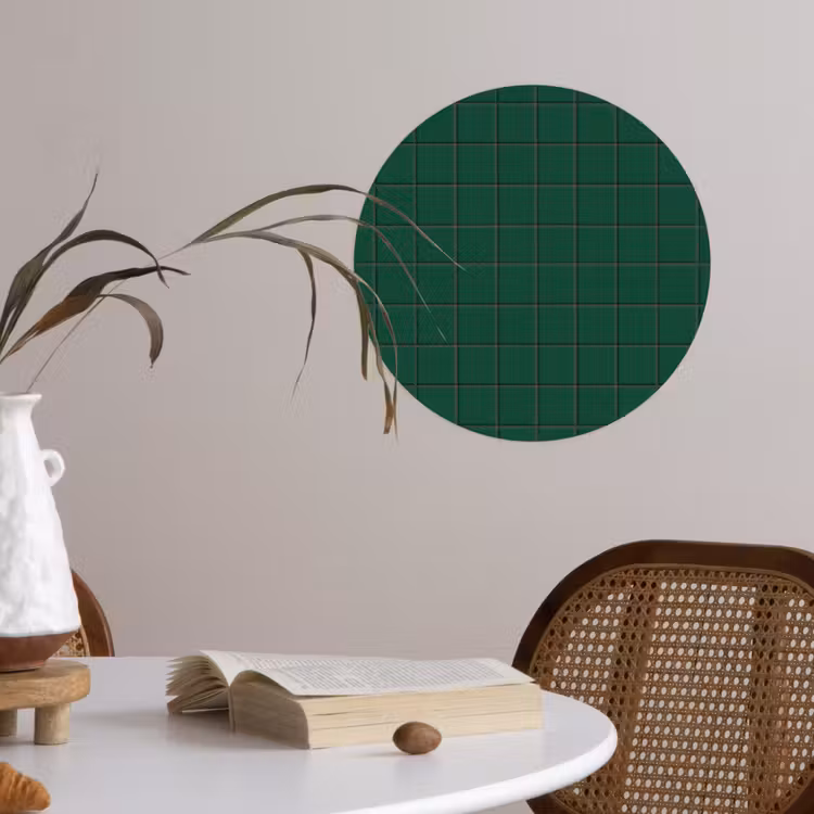 Patroon - Tegels - Dennen - Groen Wandcirkel behangsticker klein 186 -sfeer3