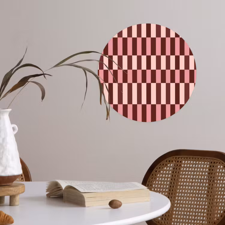 Roze - Rood - Blokjes Wandcirkel behangsticker klein 186 -sfeer3