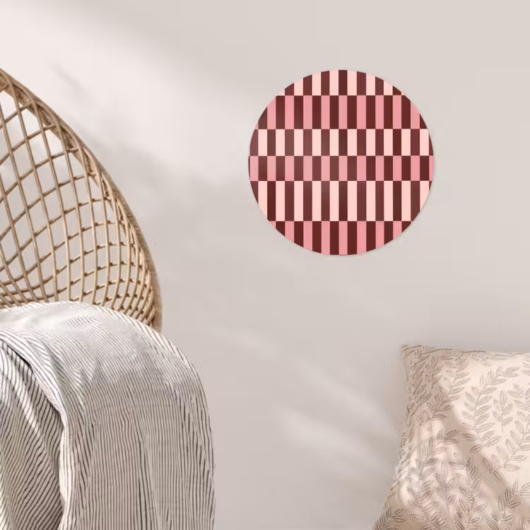 Roze - Rood - Blokjes Wandcirkel behangsticker klein 186 -sfeer4