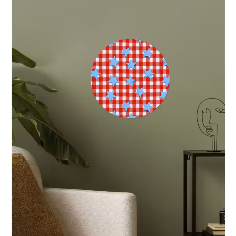 Ruit - Sterren - Rood Wandcirkel behangsticker klein 186 -sfeer2