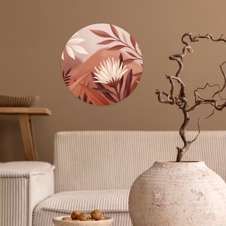 Planten - Bladeren - Botanisch - Modern - Bruin Wandcirkel behangsticker klein -sfeer1