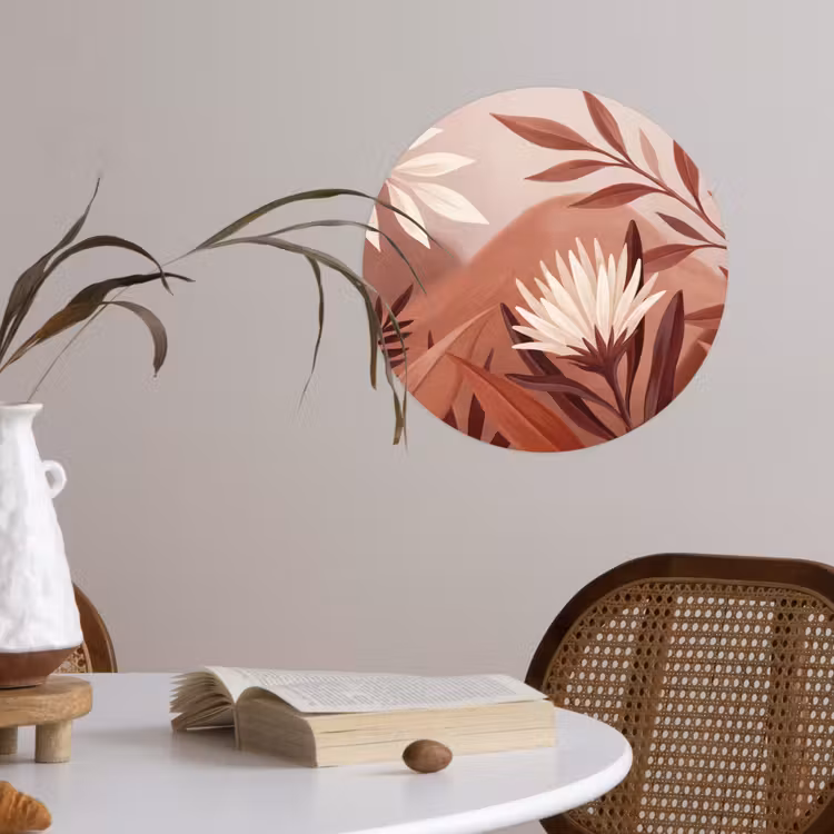 Planten - Bladeren - Botanisch - Modern - Bruin Wandcirkel behangsticker klein -sfeer3