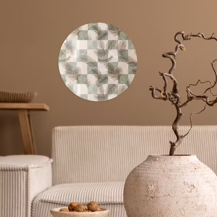 Planten - Bladeren - Marmer - Modern - Groen Wandcirkel behangsticker klein -sfeer1
