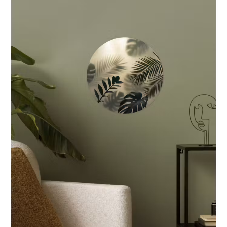 Planten - Bladeren - Schaduwen - Groen - Modern Wandcirkel behangsticker klein -sfeer2