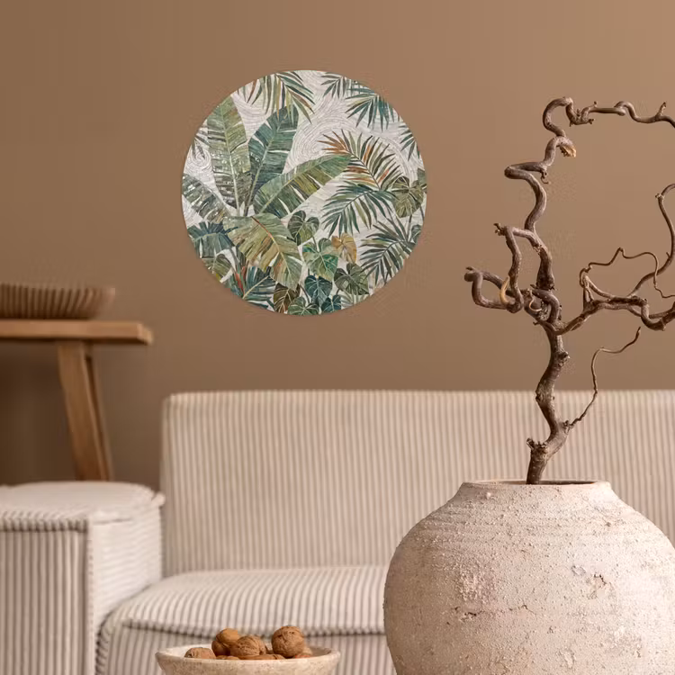 Planten - Tropisch - Mozaïek - Natuur - Groen Wandcirkel behangsticker klein -sfeer1