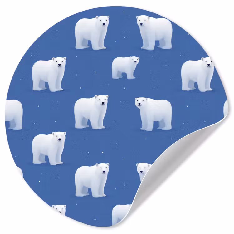 IJsbeer - Patroon - Blauw Wandcirkel behangsticker klein 186 -3d