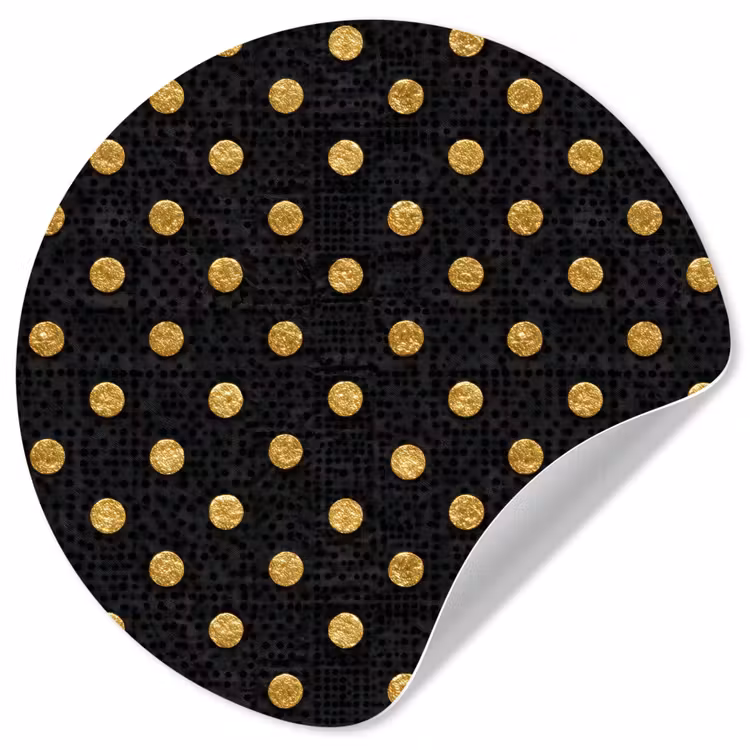 Polka Dot - Stippen - Goud - Zwart Wandcirkel behangsticker klein 186 -3d