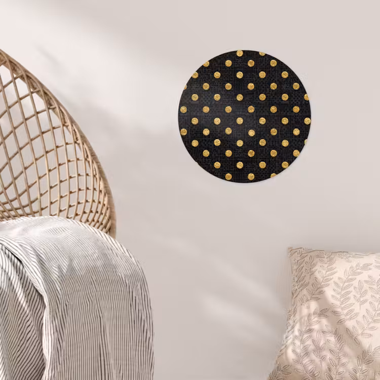Polka Dot - Stippen - Goud - Zwart Wandcirkel behangsticker klein 186 -sfeer4