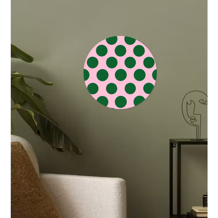 Polkadots - Patroon - Groen Wandcirkel behangsticker klein 186 -sfeer2