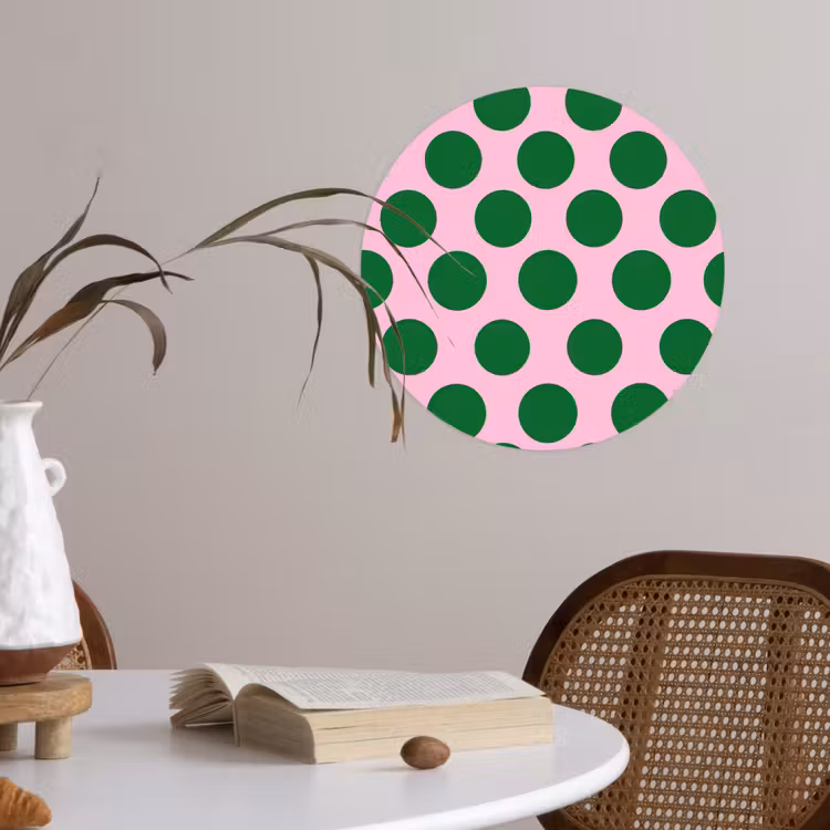 Polkadots - Patroon - Groen Wandcirkel behangsticker klein 186 -sfeer3