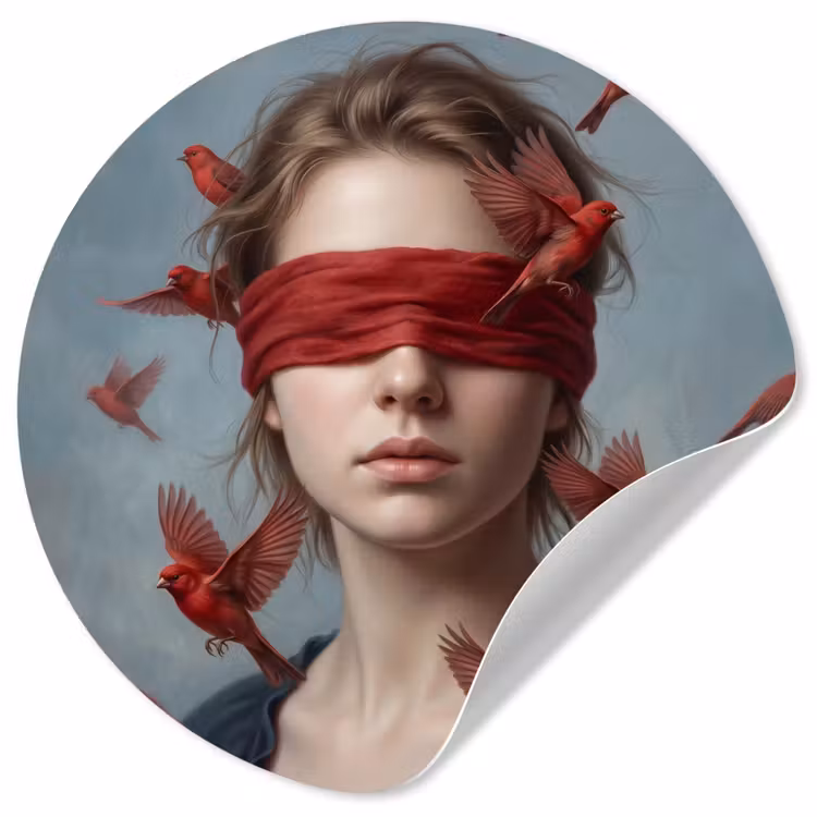 Portret - Krachtig - Rood Wandcirkel behangsticker klein -3d