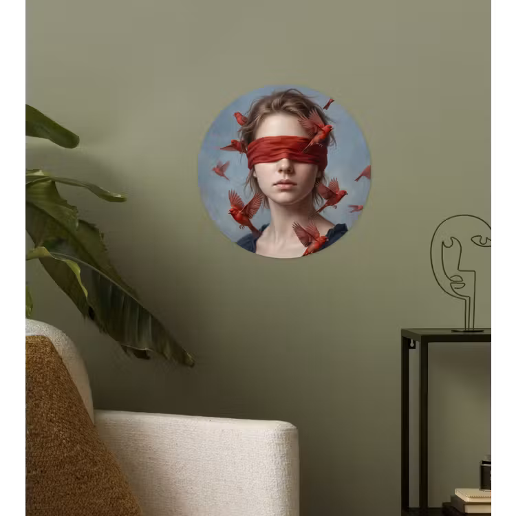 Portret - Krachtig - Rood Wandcirkel behangsticker klein -sfeer2