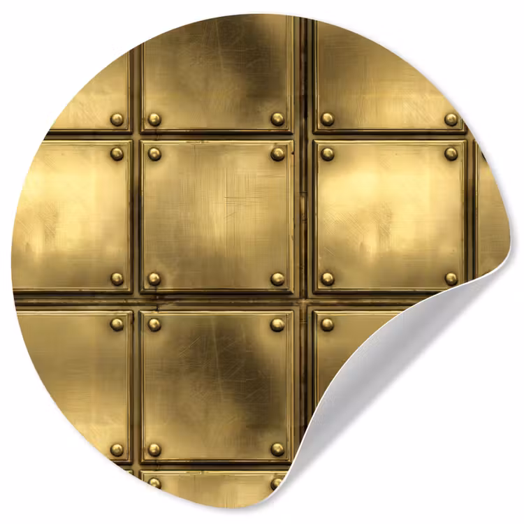 Platen - Industrieel - Stoer - Goud Wandcirkel behangsticker klein 186 -3d