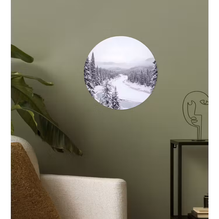Rivier - Bevroren - Landschap - Winter Wandcirkel behangsticker klein -sfeer2