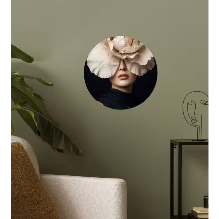 Roos - Tijdloos - Zwart Wandcirkel behangsticker klein -sfeer2