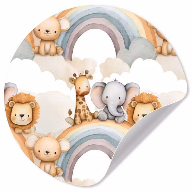 Safari - Regenboog - Kleurrijk Wandcirkel behangsticker klein 186 -3d