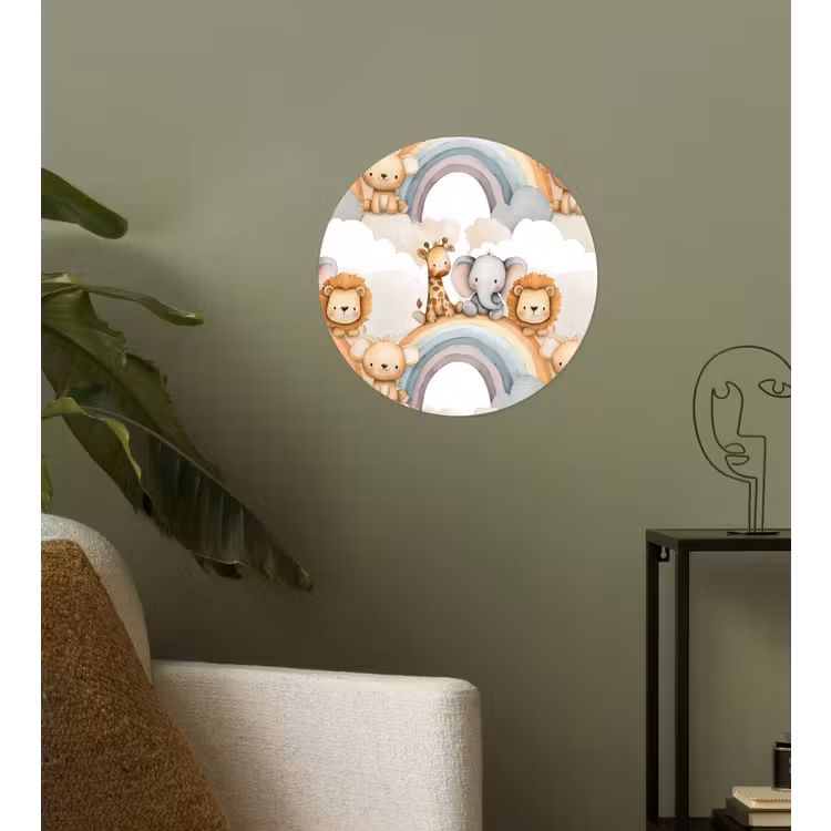 Safari - Regenboog - Kleurrijk Wandcirkel behangsticker klein 186 -sfeer2