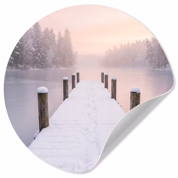 Steiger - Meer - Mist - Winter - Serene Wandcirkel behangsticker klein -3d