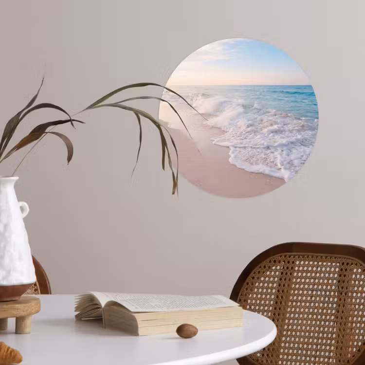 Zee - Golven - Strand - Natuur - Wit Wandcirkel behangsticker klein -sfeer3