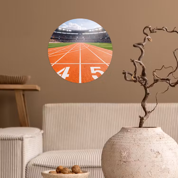 Sintelbaan - Stadion - Sport -Oranje Wandcirkel behangsticker klein -sfeer1