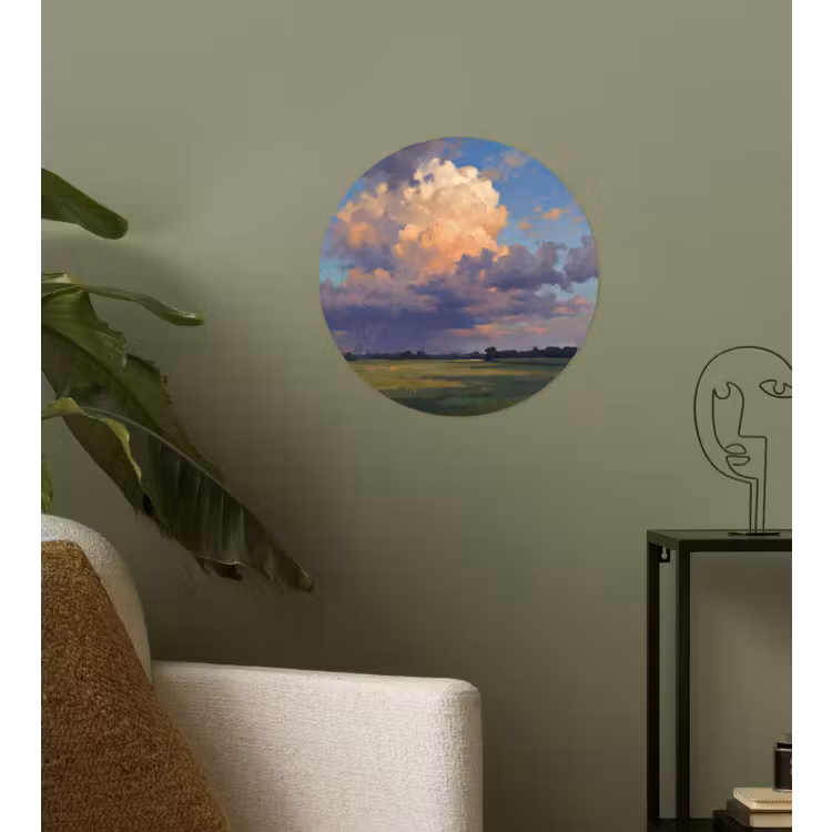 Lucht - Wolken - Landschap - Modern - Oranje Wandcirkel behangsticker klein -sfeer2