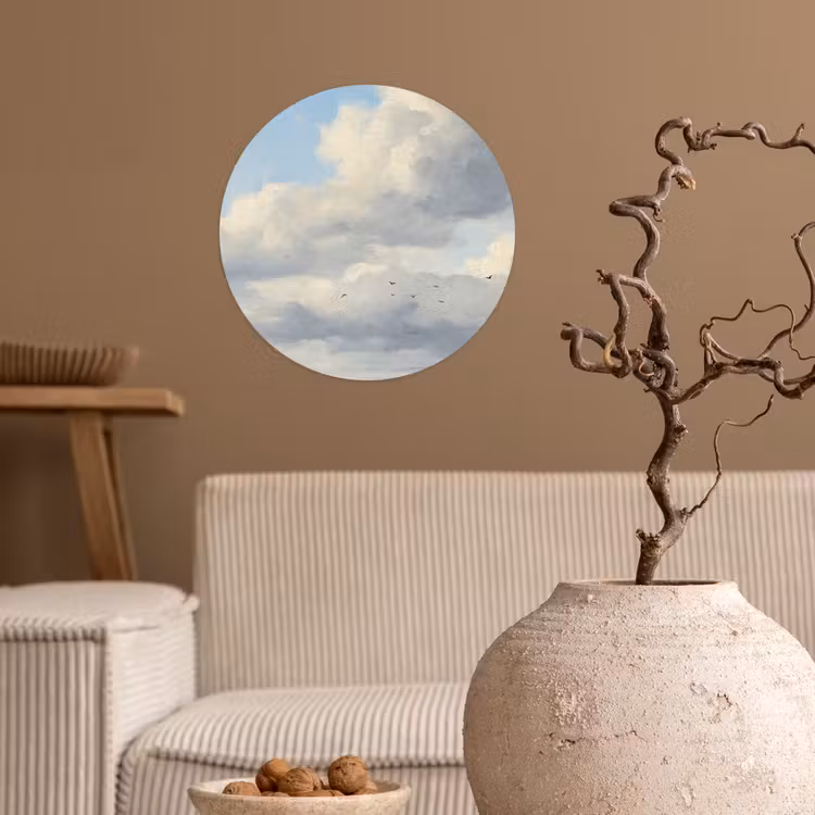 Lucht - Wolken - Natuur - Klassiek - Blauw Wandcirkel behangsticker klein -sfeer1
