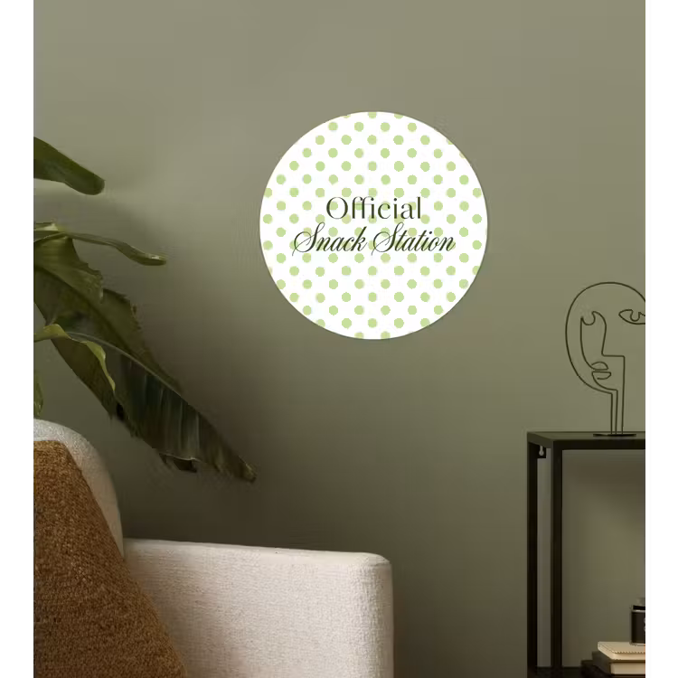 Snack Station - Groen - Stippen Wandcirkel behangsticker klein -sfeer2