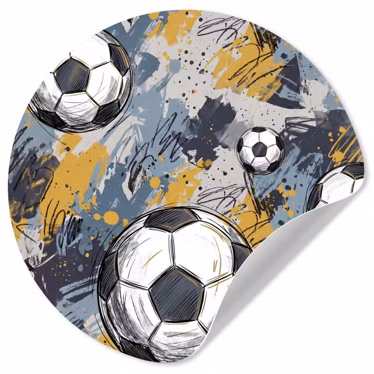 Voetbal - Abstract - Sport - Kleurrijk Wandcirkel behangsticker klein -3d