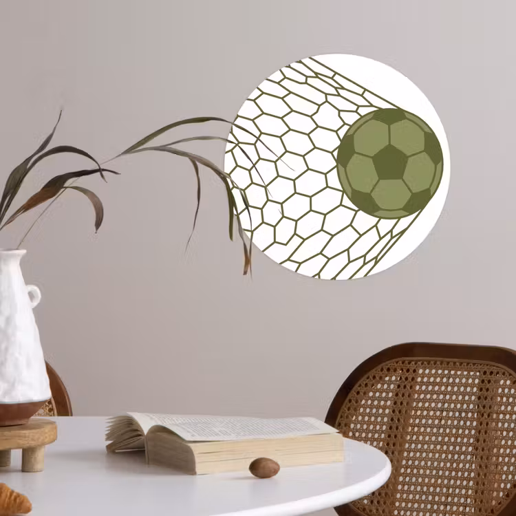 Voetbal - Goal - Sport - Groen Wandcirkel behangsticker klein -sfeer3