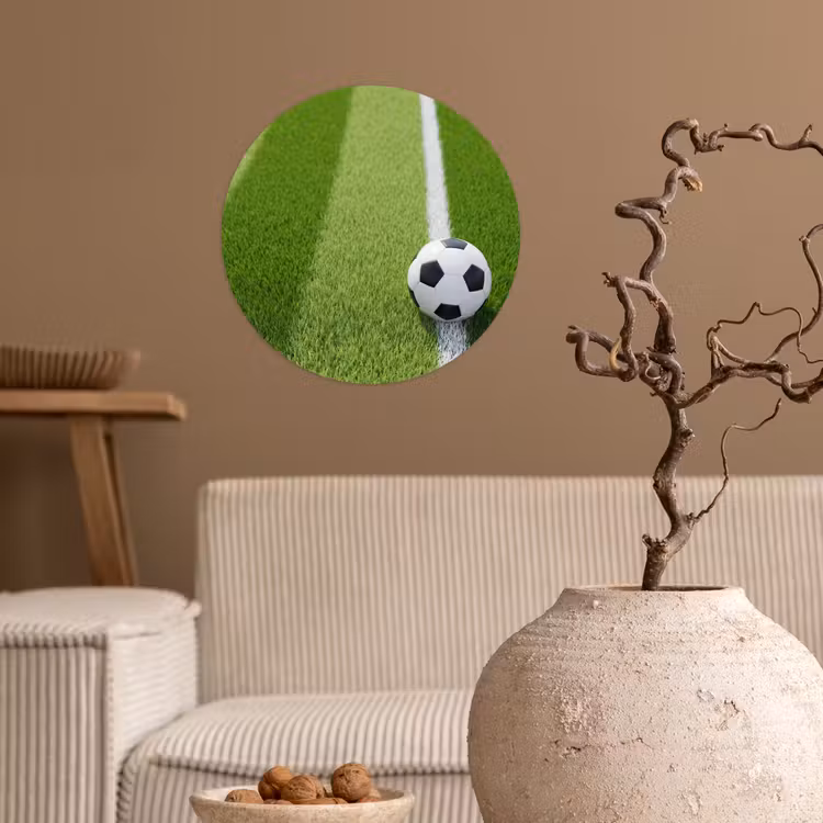 Voetbal - Grasveld - Sport - Groen Wandcirkel behangsticker klein -sfeer1