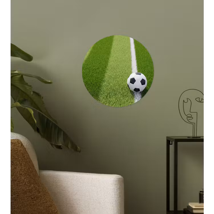 Voetbal - Grasveld - Sport - Groen Wandcirkel behangsticker klein -sfeer2