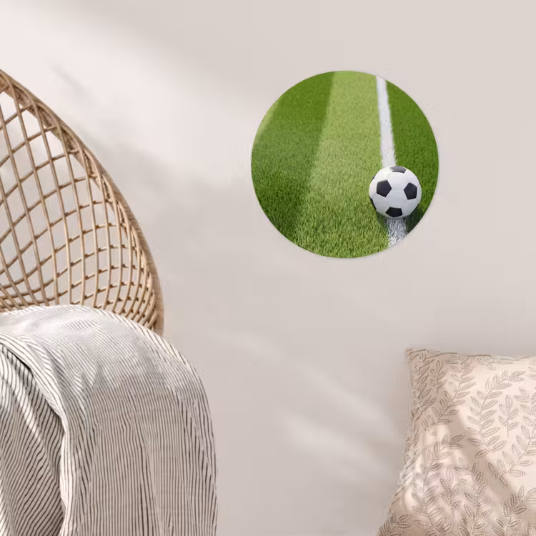 Voetbal - Grasveld - Sport - Groen Wandcirkel behangsticker klein -sfeer4