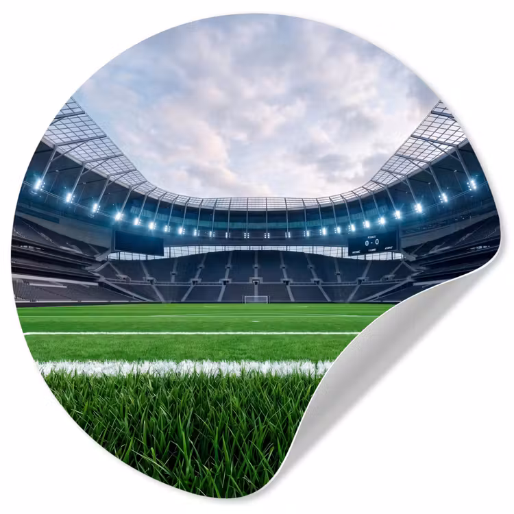 Voetbal - Stadion - Sport - Groen Wandcirkel behangsticker klein -3d