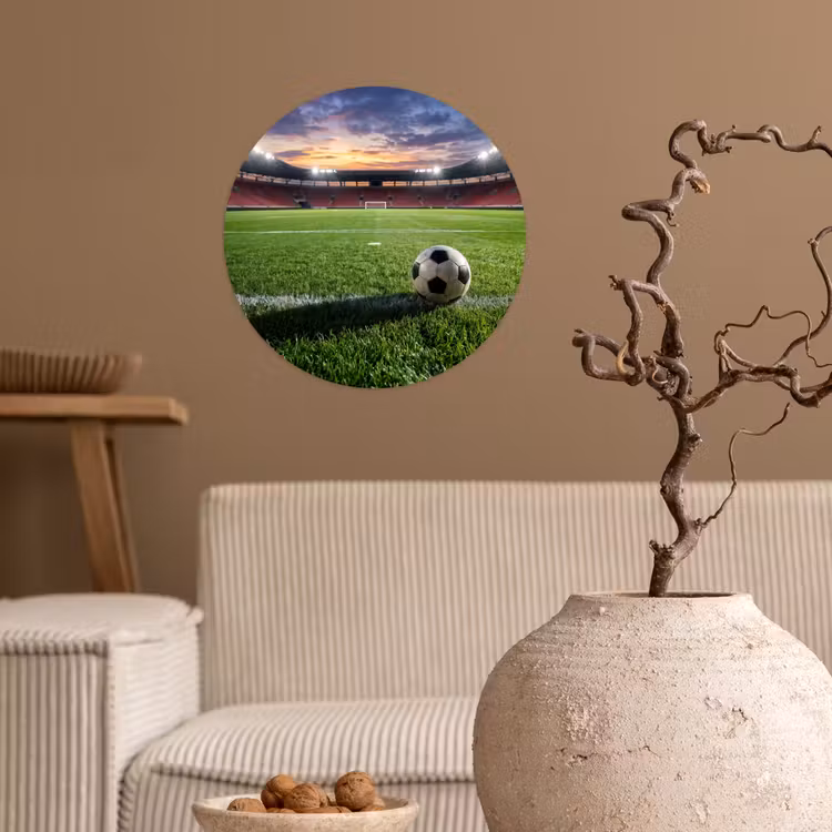 Voetbal - Stadion - Sport - Groen Wandcirkel behangsticker klein -sfeer1