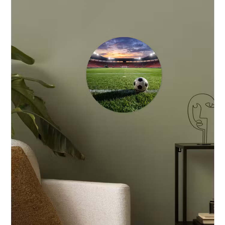 Voetbal - Stadion - Sport - Groen Wandcirkel behangsticker klein -sfeer2
