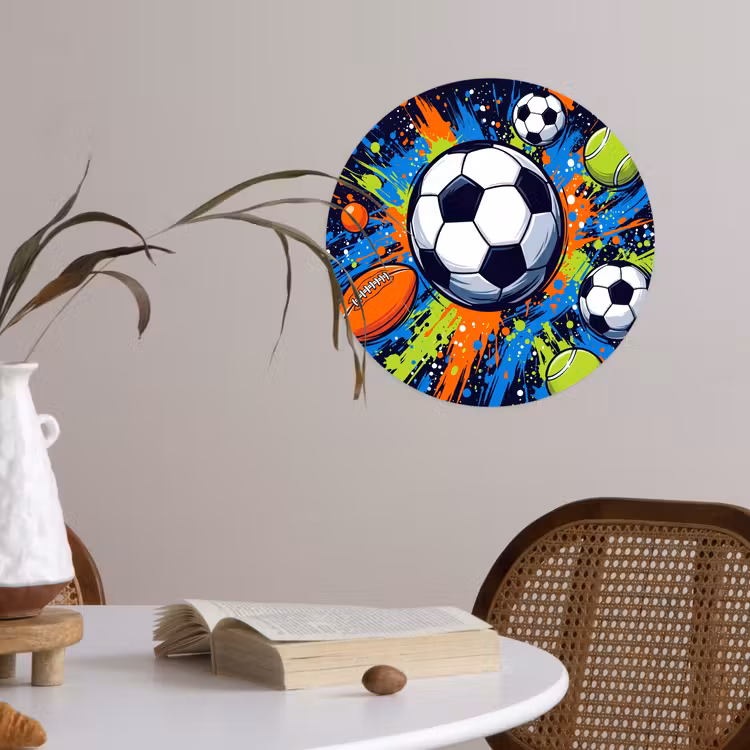 Sport - Ballen - Kleurrijk Wandcirkel behangsticker klein -sfeer3