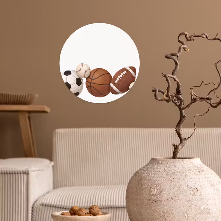 Sport - Ballen - Illustratie Wandcirkel behangsticker klein -sfeer1
