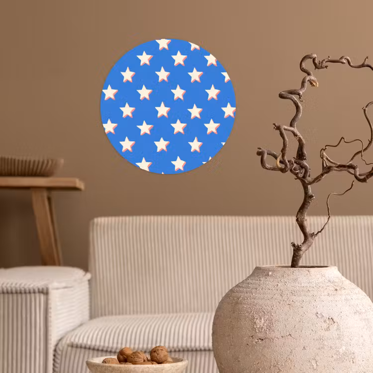 Sterren - Patroon - Blauw Wandcirkel behangsticker klein 186 -sfeer1
