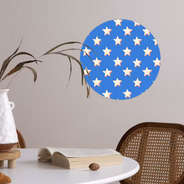 Sterren - Patroon - Blauw Wandcirkel behangsticker klein 186 -sfeer3