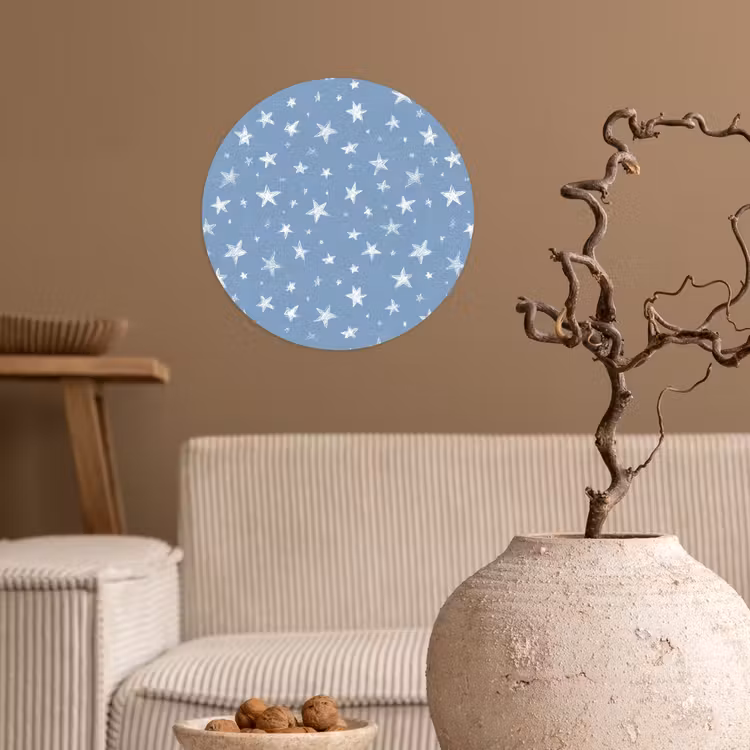 Sterretjes - Patroon - Blauw Wandcirkel behangsticker klein 186 -sfeer1