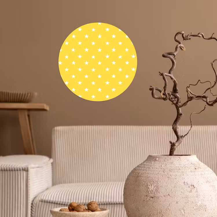 Sterren - Patroon - Minimalistisch - Geel Wandcirkel behangsticker klein 186 -sfeer1