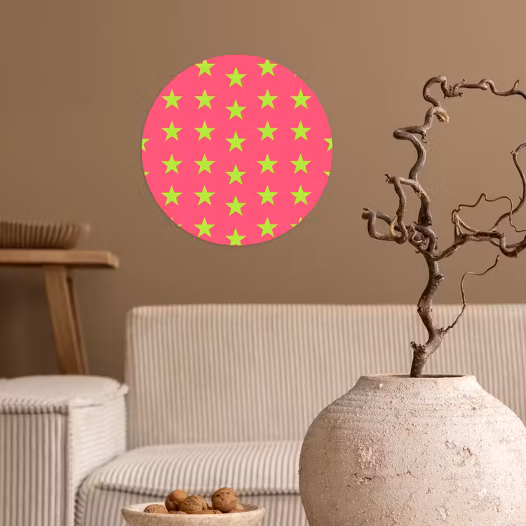 Sterren - Patroon - Roze Wandcirkel behangsticker klein 186 -sfeer1