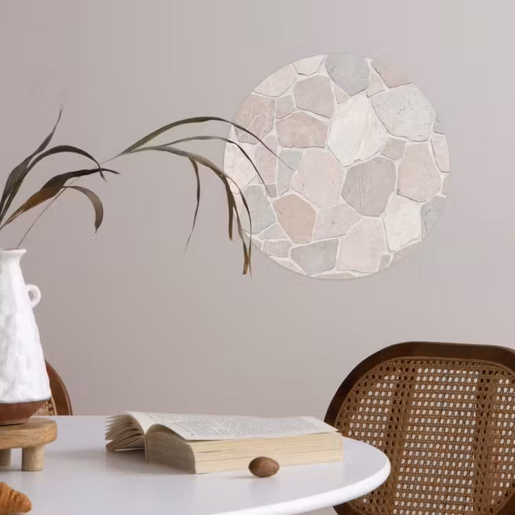 Steen - Patroon - Textuur - Beige Wandcirkel behangsticker klein -sfeer3