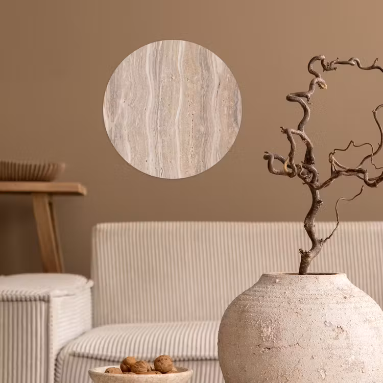 Steen - Patroon - Textuur - Natuurlijk - Beige Wandcirkel behangsticker klein -sfeer1