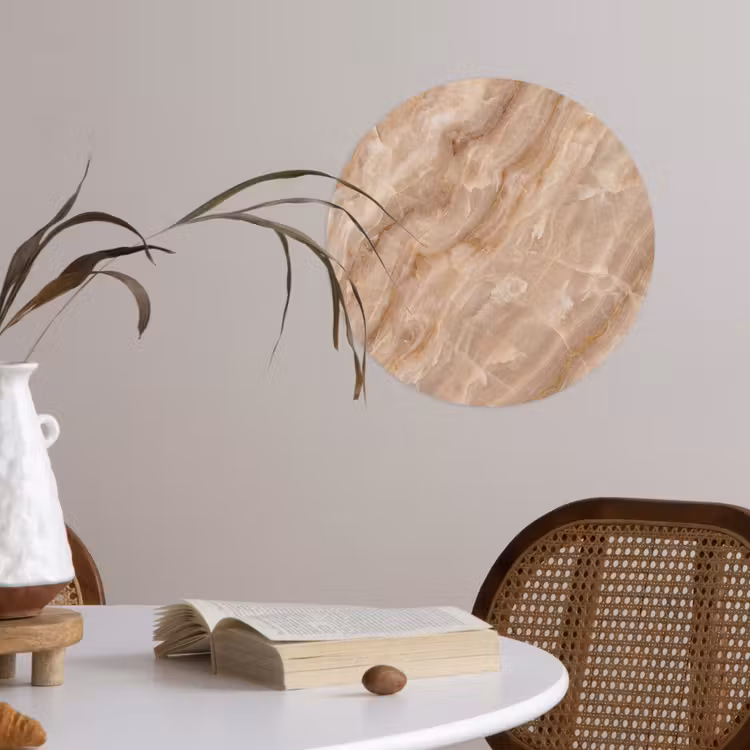 Steen - Ader - Natuur - Modern - Beige Wandcirkel behangsticker klein -sfeer3