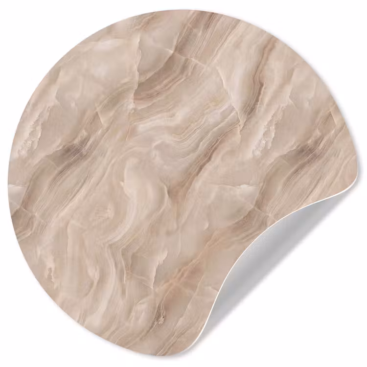 Steen - Golvend - Abstract - Beige Wandcirkel behangsticker klein -3d