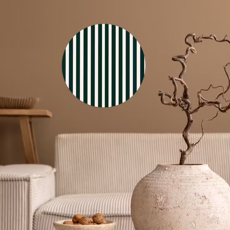 Strepen - Klassiek - Groen Wandcirkel behangsticker klein 186 -sfeer1